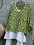 Damen Tier Langarm T-Shirts T-Shirt V-Ausschnitt Retro Frühling/Herbst Oberteile