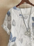 Damen Geblümt Kurzarm Bluse Sommer Print Rundhals Täglich Lässig Oberteile