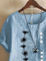 Damen Geblümt Kurzarm Bluse Sommer Print Rundhals Täglich Lässig Oberteile