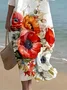 Damen Geblümt Halbarm Sommer Print Kleid Rundhals Täglich Lässig Maxikleid H-Linie Kleid