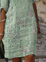 Damen Gestreift Halbarm Sommer Print Kleid V-Ausschnitt Täglich Lässig Mini Etuikleid H-Linie Kleid