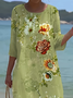 Damen Geblümt Halbarm Sommer Print Kleid Rundhals Täglich Lässig Maxikleid H-Linie Kleid