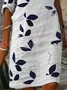 Damen Geblümt Halbarm Sommer Print Kleid V-Ausschnitt Täglich Lässig Mini Etuikleid H-Linie Kleid
