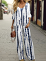 Damen Gestreift Print Zweiteiliges Set Täglich Langarm Lässig Frühling/Herbst Bluse mit Hose Matching Set