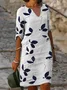 Damen Geblümt Halbarm Sommer Print Kleid V-Ausschnitt Täglich Lässig Mini Etuikleid H-Linie Kleid