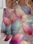Damen Geblümt Langarm T-Shirts T-Shirt Rundhals Print Lässig Frühling/Herbst T-Shirt mit Grafik Oberteile
