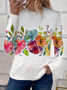 Damen Geblümt Langarm T-Shirts T-Shirt Rundhals Print Lässig Frühling/Herbst T-Shirt mit Grafik Oberteile