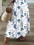 Damen Geblümt Kurzarm Sommer Print Kleid V-Ausschnitt Täglich Lässig Maxikleid T-Shirt-Kleid X-Linie Kleid