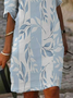 Damen Gestreift Halbarm Sommer Print Kleid V-Ausschnitt Täglich Lässig Mini Etuikleid H-Linie Kleid