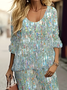 Damen Abstrakt Print Zweiteiliges Set Täglich Langarm Lässig Frühling/Herbst Bluse mit Hose Matching Set