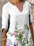 Damen Geblümt Halbarm Sommer Print Kleid V-Ausschnitt Täglich Lässig Mini Etuikleid H-Linie Kleid