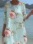 Damen Geblümt Halbarm Sommer Print Kleid Rundhals Täglich Lässig Maxikleid H-Linie Kleid