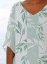 Damen Geblümt Kurzarm Bluse Sommer Print V-Ausschnitt Täglich Lässig Oberteile
