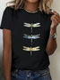 Damen Libelle Kurzarm T-Shirts T-Shirt Rundhals Print Lässig Sommer T-Shirt mit Grafik Oberteile