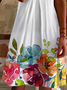 Damen Geblümt Kurzarm Sommer Print Kleid V-Ausschnitt Täglich Lässig Midi Passen & Flare Kleid A-Linien-Kleid