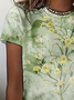 Damen Geblümt Kurzarm T-Shirts T-Shirt Rundhals Print Lässig Sommer T-Shirt mit Grafik Oberteile