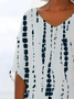Damen Gestreift Kurzarm Bluse Sommer Print V-Ausschnitt Täglich Lässig Oberteile