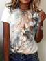 Damen Geblümt Kurzarm T-Shirts T-Shirt Rundhals Print Lässig Sommer T-Shirt mit Grafik Oberteile