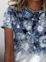 Damen Geblümt Kurzarm T-Shirts T-Shirt Rundhals Print Lässig Sommer T-Shirt mit Grafik Oberteile