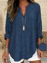Damen Grafik mit Denim-Imitat-Print Langarm Bluse Frühling/Herbst Print V-Ausschnitt Täglich Lässig Oberteile