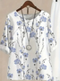 Damen Geblümt Print Zweiteiliges Set Täglich Halbarm Lässig Sommer Bluse mit Hose Matching Set