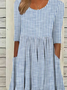 Damen Gestreift Kurzarm Sommer Print Kleid Rundhals Täglich Lässig Maxikleid Etuikleid H-Linie Kleid