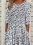 Damen Geblümt Kurzarm Sommer Print Kleid Rundhals Täglich Lässig Maxikleid Etuikleid H-Linie Kleid