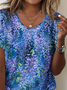 Damen Geblümt Kurzarm T-Shirts T-Shirt Rundhals Lässig Sommer Oberteile