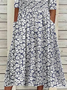Damen Geblümt Kurzarm Sommer Print Kleid Rundhals Täglich Lässig Maxikleid Etuikleid H-Linie Kleid
