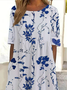 Damen Geblümt Kurzarm Sommer Print Kleid Rundhals Täglich Lässig Maxikleid Etuikleid H-Linie Kleid