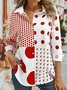 Damen Polka Dots Langarm Bluse Frühling/Herbst Hemdkragen Täglich Lässig Oberteile