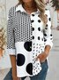 Damen Polka Dots Langarm Bluse Frühling/Herbst Hemdkragen Täglich Lässig Oberteile