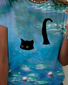 Damen Katze Kurzarm T-Shirts T-Shirt Rundhals Lässig Sommer Oberteile