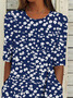 Damen Geblümt Kurzarm Sommer Print Kleid Rundhals Täglich Lässig Maxikleid Etuikleid H-Linie Kleid