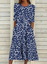 Damen Geblümt Kurzarm Sommer Print Kleid Rundhals Täglich Lässig Maxikleid Etuikleid H-Linie Kleid