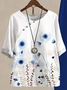 Damen Geblümt Print Zweiteiliges Set Täglich Halbarm Lässig Sommer Bluse mit Hose Matching Set