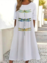 Damen Libelle Kurzarm Sommer Print Kleid Rundhals Täglich Lässig Maxikleid Etuikleid H-Linie Kleid