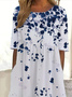 Damen Geblümt Kurzarm Sommer Print Kleid Rundhals Täglich Lässig Maxikleid Etuikleid H-Linie Kleid