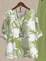 Damen Geblümt Print Zweiteiliges Set Täglich Halbarm Lässig Sommer Bluse mit Hose Matching Set