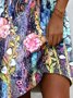 Damen Geblümt Ärmellos Sommer Kleid V-Ausschnitt Täglich Lässig Midi A-Linien-Kleid