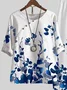 Damen Geblümt Print Zweiteiliges Set Täglich Halbarm Lässig Sommer Bluse mit Hose Matching Set