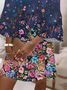 Damen Geblümt Halbarm Sommer Print Kleid V-Ausschnitt Täglich Lässig Midi Klassisch H-Linie Kleid