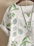 Damen Geblümt Kurzarm Bluse Sommer Print Rundhals Täglich Lässig Oberteile