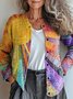 Damen 3d Drucken Lässig Frühling/Herbst Strickjacke