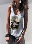 Damen Ärmellos Tanktop Oberteile Leibchen Sommer Wilder Westen U-Ausschnitt Urlaub Lässig Oberteile
