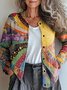 Damen 3d Drucken Lässig Frühling/Herbst Strickjacke