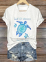Damen Schildkröte Kurzarm T-Shirts T-Shirt V-Ausschnitt Lässig Sommer Oberteile