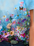 Damen Geblümt Kurzarm T-Shirts T-Shirt Rundhals Print Lässig Sommer T-Shirt mit Grafik Oberteile