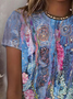 Damen Geblümt Kurzarm T-Shirts T-Shirt Rundhals Print Lässig Sommer T-Shirt mit Grafik Oberteile