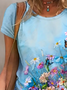 Damen Geblümt Kurzarm T-Shirts T-Shirt Rundhals Print Lässig Sommer T-Shirt mit Grafik Oberteile